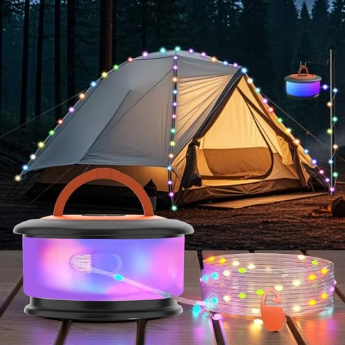 Versenkbare Lichterkette für den Außenbereich, 19 Modi, wiederaufladbar, perfekt für Partys, Camping, Halloween, Weihnachten (Orange) von TSOCOS
