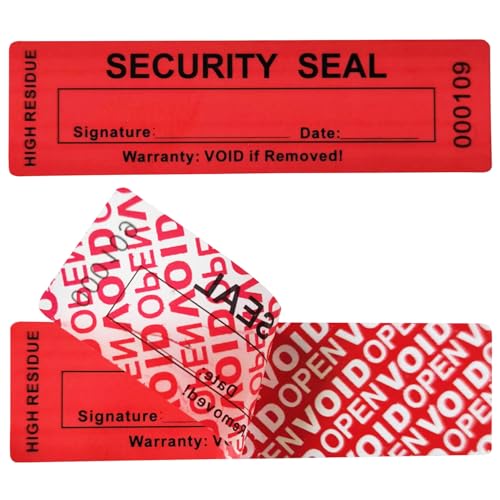 TSPC SECSEAL (R) 100 Stück manipulationssicher, hohe Rückstände, manipulationssicher, fälschungssicher, Sicherheitsaufkleber, Etiketten, Dichtungen (mattes Rot, Seriennummer, 2,5 x 8,9 cm) von TSPC SECSEAL
