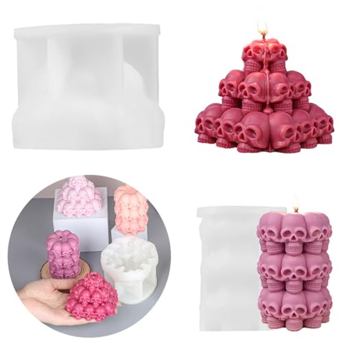 2 Stück Halloween Totenkopf Silikonform Epoxidharz Halloween Silikonformen Gießformen, 3D Pyramide Kerzenformen Zum Gießen, Skelett Kerzenform Für Halloween Dekoration, Party, Geschenk 2 Stück Halloween Totenkopf Silikonform Epoxidharz Halloween Silikonformen Gießformen, 3D Pyramide Kerzenformen Zum Gießen, Skelett Kerzenform Für Halloween Dekoration, Party, Geschenk von TSQZE