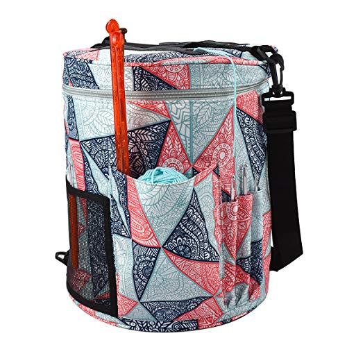 Handarbeitstasche Häkeln Strickbeutel Aufbewahrung Strick, Tasche Stricken Aufbewahrung Mit Reißverschluss Und Tasche Für Aufbewahrung Wolle Stricknadeln Häkelnadeln Und Andere Zubehörs (Stil D) von TSQZE