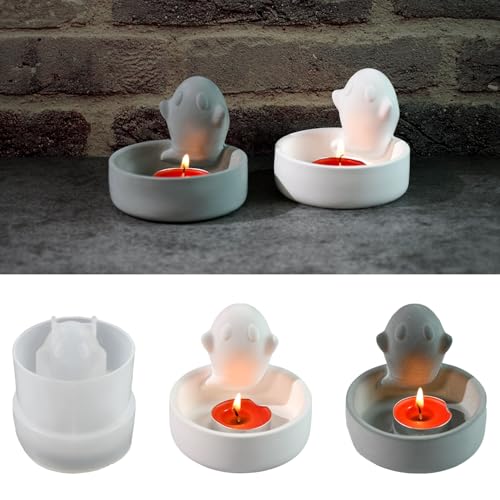 Kerzenhalter Silikonformen Halloween, Silikon-Gießformen Für Halloween Dekoration, Gießform Kerzenhalter Epoxidharz Formen, Teelichthalter Formen Für DIY Dekoration, Heimdekoration (Geister) von TSQZE