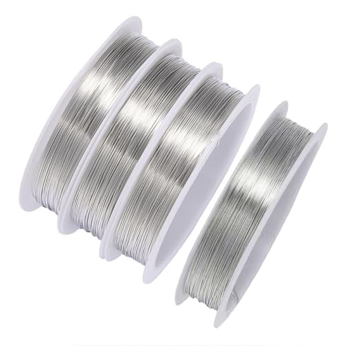 TSUOUKL Silber Draht zum Basteln, 3 Rollen 0,3 mm Kupferdrahtrolle 12 m/Rolle Schmuckdraht Dünn Blumendraht Deko-Draht Bindedraht für Blumengestecke und Schmuckherstellung von TSUOUKL