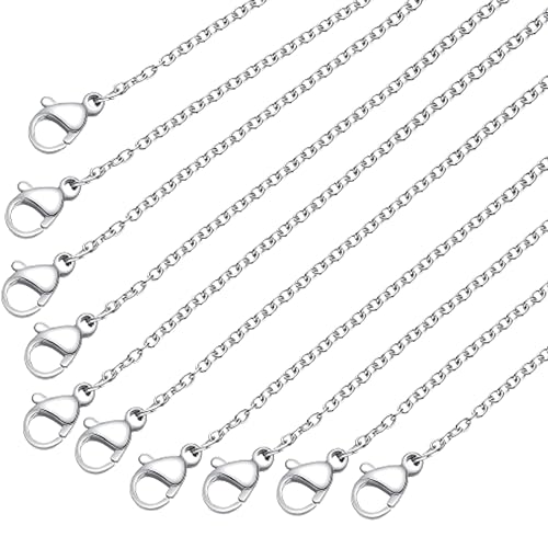 TSUWNO 10 Stränge 304 Edelstahl Kette Halskette mit Hummer Verschlüssen und Kreuz Ketten für DIY-Schmuck, Länge: 45 cm. Perfekt für Ihre Schmuckherstellung! von TSUWNO
