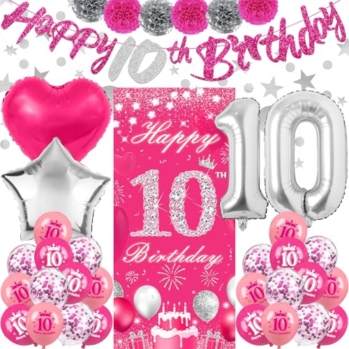 TSVATE 10 Geburtstag Dekorationen für Mädchen Tochter Rosa 10 Jahr Alt Mädchen Geburtstagsdekorationen Happy 10 Birthday Banner Hintergrund Hof Tür Wand Nummer 10 Ballon Pompoms Stern Girlande TSVATE 10 Geburtstag Dekorationen für Mädchen Tochter Rosa 10 Jahr Alt Mädchen Geburtstagsdekorationen Happy 10 Birthday Banner Hintergrund Hof Tür Wand Nummer 10 Ballon Pompoms Stern Girlande von TSVATE