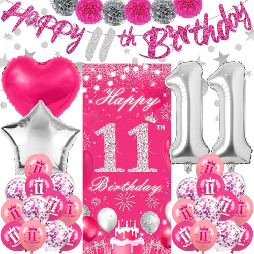 TSVATE 11 Geburtstag Dekorationen für Mädchen Tochter Rosa 11 Jahr Alt Mädchen Geburtstagsdekorationen Happy 11th Birthday Banner Hintergrund Hof Tür Wand Nummer 11 Ballon Pompoms Stern Girlande TSVATE 11 Geburtstag Dekorationen für Mädchen Tochter Rosa 11 Jahr Alt Mädchen Geburtstagsdekorationen Happy 11th Birthday Banner Hintergrund Hof Tür Wand Nummer 11 Ballon Pompoms Stern Girlande von TSVATE