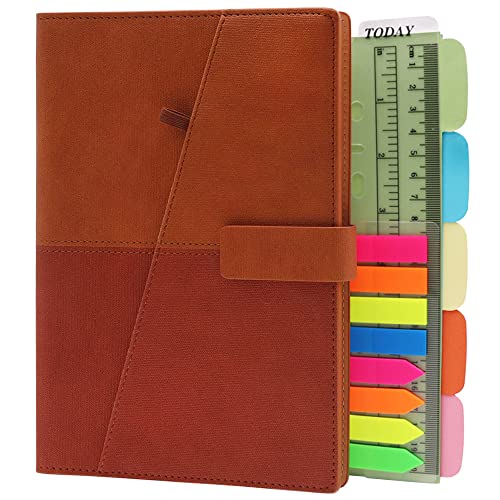 TSY Notizbuch Nachfüllbar, PU Leder Weiche Abdeckun Personal Organizer Planer, Ringbuch Reise Tagebuch mit Magnet-Verschluss Stifthalter Steckplätze für Karten (Orangenfarbig, A5) von TSY