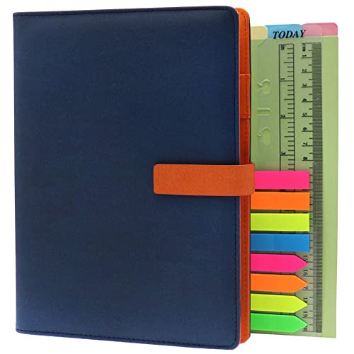 TSY Notizbuch Nachfüllbar, PU Leder Weiche Abdeckun Personal Organizer Planer, Ringbuch Reise Tagebuch mit Magnet-Verschluss Stifthalter Steckplätze für Karten und 160 Seiten (Dunkelblau, A5) von TSY