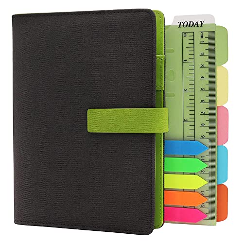 TSY Notizbuch Nachfüllbar, PU Leder Weiche Abdeckun Personal Organizer Planer, Ringbuch Reise Tagebuch mit Magnet-Verschluss Stifthalter Steckplätze für Karten und 160 Seiten (Dunkelgrau, A6) von TSY