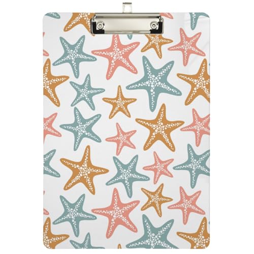 Klemmbrett mit Seestern-Muster, Acryl, für Büro, Schule, Krankenpflege, für Standard-A4, Briefgröße, 22,9 x 31,8 cm, mit silberfarbenem Metallclip Klemmbrett mit Seestern-Muster, Acryl, für Büro, Schule, Krankenpflege, für Standard-A4, Briefgröße, 22,9 x 31,8 cm, mit silberfarbenem Metallclip von TSklpoqA