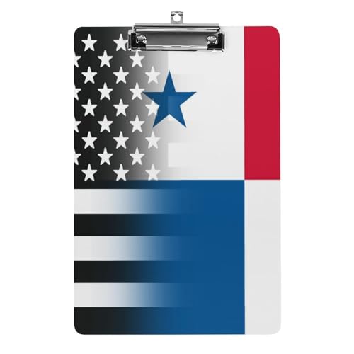 Schwarzes Klemmbrett mit USA-Flagge, Acryl, niedliches Klemmbrett mit niedrigem Profil, Metall-Klemmbrett für Männer und Frauen von TSklpoqA