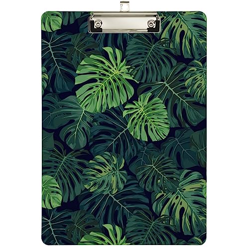 Tropische Monstera-Palmenblätter-Klemmbrett, Büro, Schule, Krankenpflege, Acryl, Klemmbrett für Standard-A4, Briefgröße, 22,9 x 31,8 cm, mit silberfarbenem Metallclip Tropische Monstera-Palmenblätter-Klemmbrett, Büro, Schule, Krankenpflege, Acryl, Klemmbrett für Standard-A4, Briefgröße, 22,9 x 31,8 cm, mit silberfarbenem Metallclip von TSklpoqA