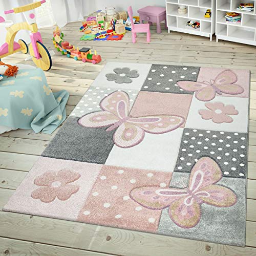 TT Home Kinderteppich Teppich Kinderzimmer Mädchen Kinder 3D Prinzessin Sterne Krone, Farbe:Mehrfarbig, Größe:120 cm Rund von TT Home