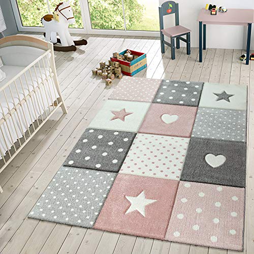 TT Home Kinderteppich Teppich Kinderzimmer Mädchen Kinder 3D Prinzessin Sterne Krone, Farbe: Pink, Größe:133 cm Quadrat TT Home Kinderteppich Teppich Kinderzimmer Mädchen Kinder 3D Prinzessin Sterne Krone, Farbe: Pink, Größe:133 cm Quadrat von TT Home