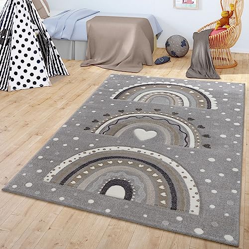 TT Home Kinderzimmerteppich Teppich Junge Mädchen Kinderteppich Baby Regenbogen Motiv, Farbe:Grau, Größe:120 cm Rund TT Home Kinderzimmerteppich Teppich Junge Mädchen Kinderteppich Baby Regenbogen Motiv, Farbe:Grau, Größe:120 cm Rund von TT Home