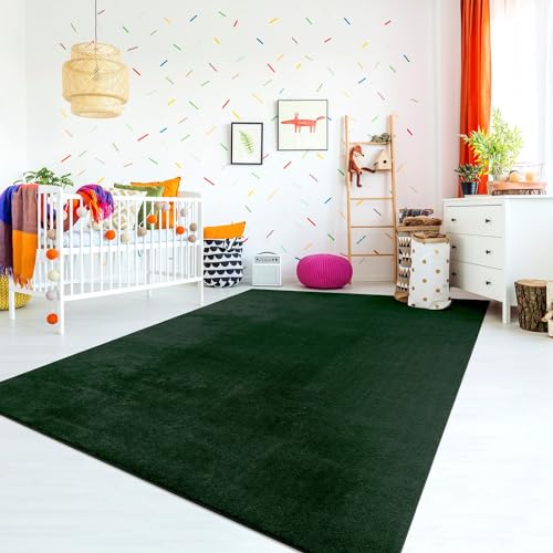 TT Home Teppich Kinderzimmer Waschbar rutschfest Kinderteppich Junge Mädchen Weich Pastell, Farbe: Grün, Größe:160x220 cm von TT Home