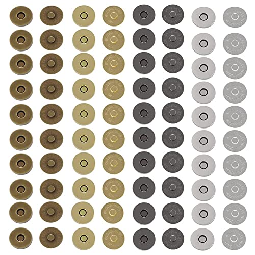 40 Stück Magnetverschluss, Magnetknopf, Magnet Druckknopf, Nähen Druckknöpfe Magnetverschlüsse, Metall Magnetknopf, für Taschen, Kunsthandwerk, Handtaschen, Jacken, Mänte (4 Farbig) von TTBDDM