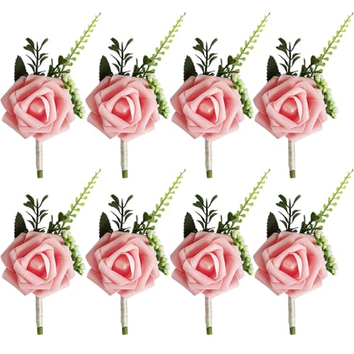 TTBDDM 8 Stücke Hochzeit Boutonniere, Rose Blumen Anstecker, Hochzeit Rose Blumen Anstecker, Bräutigam Boutonniere, für Braut, Bräutigam, Brautjungfern, Trauzeugen, Gäste, Rosa TTBDDM 8 Stücke Hochzeit Boutonniere, Rose Blumen Anstecker, Hochzeit Rose Blumen Anstecker, Bräutigam Boutonniere, für Braut, Bräutigam, Brautjungfern, Trauzeugen, Gäste, Rosa von TTBDDM