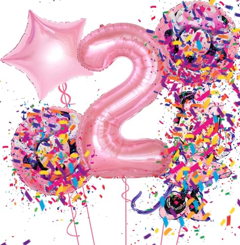 Luftballons Geburtstag 2 Jahre, Luftballons 2. Geburtstag Mädchen, Folienballon 2 Rosa für Mädchen Kinder Party Dekoration von TTDCQQID