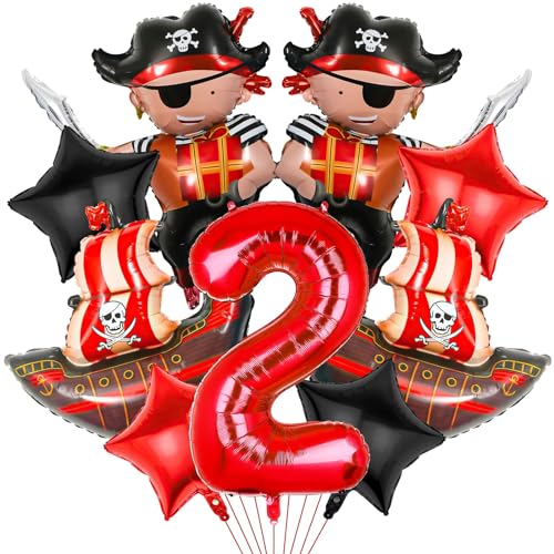 Piraten Ballon 2 Jahre, 9 PCS Piraten Folienballon, Piratenschiff Ballons Deko, Piraten Deko Kindergeburtstag 2 Jahre, Piraten Geburtstag Deko Set, Geburtstagsparty Dekorationen für Kinder Piraten Ballon 2 Jahre, 9 PCS Piraten Folienballon, Piratenschiff Ballons Deko, Piraten Deko Kindergeburtstag 2 Jahre, Piraten Geburtstag Deko Set, Geburtstagsparty Dekorationen für Kinder von TTDCQQID