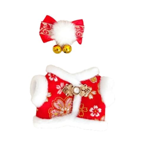 TTETTZ Kleidung für Plüschpuppen, Anzieh Accessoires mit Kopfbedeckung für 15 cm Große Puppen, Sakura-rot von TTETTZ
