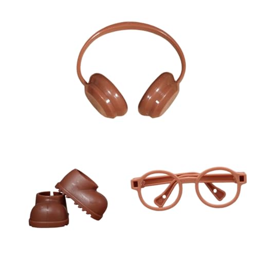 TTETTZ Puppen Regenstiefel für 17 cm, Puppenschuhe mit Kopfhörern Und Brille, Foto Zubehör, Braun TTETTZ Puppen Regenstiefel für 17 cm, Puppenschuhe mit Kopfhörern Und Brille, Foto Zubehör, Braun von TTETTZ