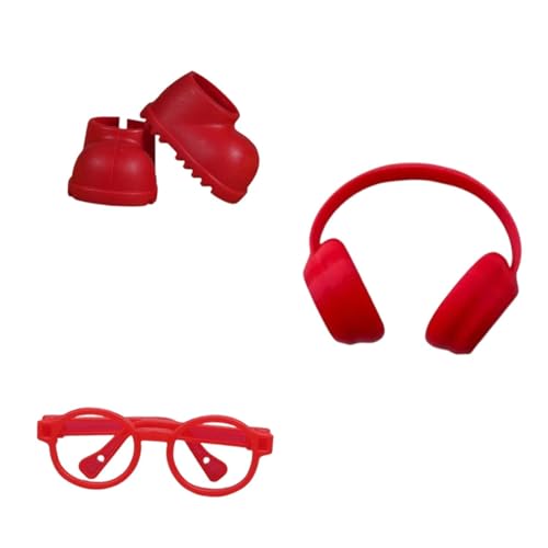 TTETTZ Puppen Regenstiefel für 17 cm, Puppenschuhe mit Kopfhörern Und Brille, Foto Zubehör, Rot TTETTZ Puppen Regenstiefel für 17 cm, Puppenschuhe mit Kopfhörern Und Brille, Foto Zubehör, Rot von TTETTZ