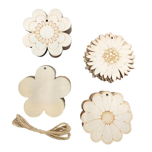 40 Stück Holzblumen-Ausschnitte, unlackierte Holzblumen-Ausschnitte, DIY, blanko, hängende Ornamente für Heimwerker, Handwerk, Erntedankfest, Weihnachten, Party-Dekoration 40 Stück Holzblumen-Ausschnitte, unlackierte Holzblumen-Ausschnitte, DIY, blanko, hängende Ornamente für Heimwerker, Handwerk, Erntedankfest, Weihnachten, Party-Dekoration von TTFdacai