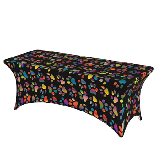 TTIGLHOH Bunte Tischdecke mit Hundepfoten-Motiv für Standardtische, universelle rechteckige Tischdecke für Hochzeit, Bankett, Party TTIGLHOH Bunte Tischdecke mit Hundepfoten-Motiv für Standardtische, universelle rechteckige Tischdecke für Hochzeit, Bankett, Party von TTIGLHOH