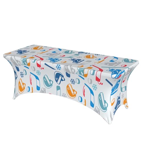 TTIGLHOH Hockey-Elemente, kreative gemusterte Tischdecke für Standardtische, universelle rechteckige Tischdecke für Hochzeit, Bankett, Party TTIGLHOH Hockey-Elemente, kreative gemusterte Tischdecke für Standardtische, universelle rechteckige Tischdecke für Hochzeit, Bankett, Party von TTIGLHOH