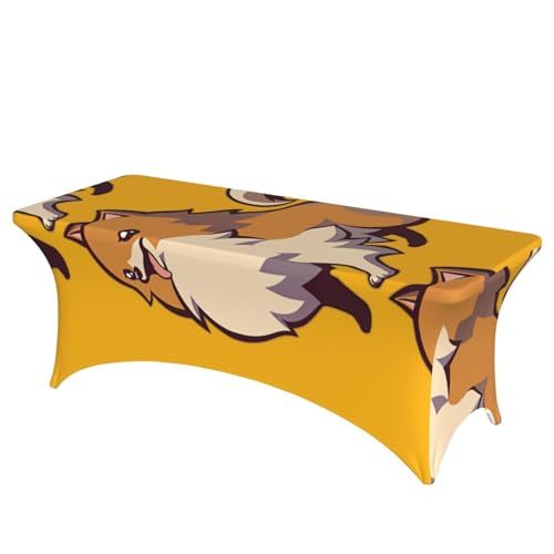 TTIGLHOH Tischdecke mit Cartoon-Zwergspitz, für Standardtische, universelle rechteckige Tischdecke für Hochzeit, Bankett, Party von TTIGLHOH