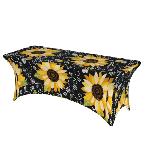 TTIGLHOH Tischdecke mit Sonnenblumen-Motiv für Standardtische, universelle rechteckige Tischdecke für Hochzeit, Bankett, Party TTIGLHOH Tischdecke mit Sonnenblumen-Motiv für Standardtische, universelle rechteckige Tischdecke für Hochzeit, Bankett, Party von TTIGLHOH