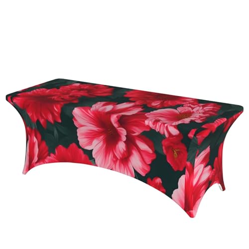 TTIGLHOH Tischdecke mit rot-rosa Blumen, für Standardtische, universelle rechteckige Tischdecke für Hochzeit, Bankett, Party TTIGLHOH Tischdecke mit rot-rosa Blumen, für Standardtische, universelle rechteckige Tischdecke für Hochzeit, Bankett, Party von TTIGLHOH