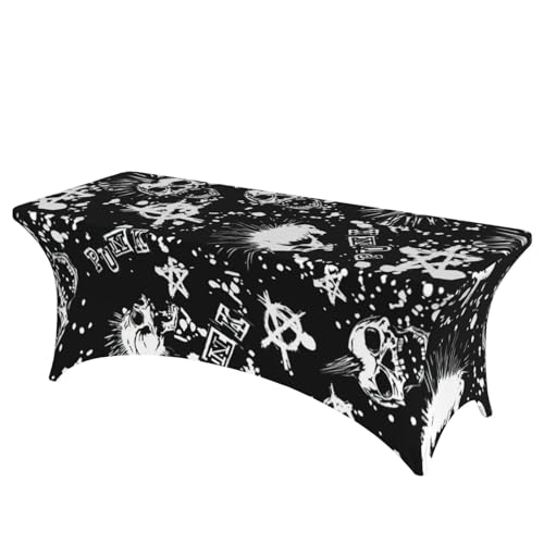 TTIGLHOH Weiße Punk-Totenkopf-Tischdecke für Standardtische, universelle rechteckige Tischdecke für Hochzeit, Bankett, Party TTIGLHOH Weiße Punk-Totenkopf-Tischdecke für Standardtische, universelle rechteckige Tischdecke für Hochzeit, Bankett, Party von TTIGLHOH