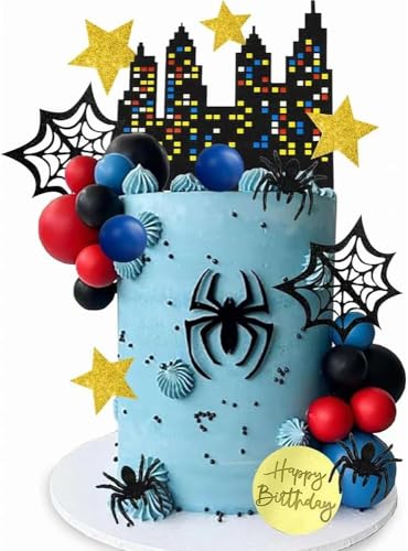 TTPSRY 32 Stück Spider Tortendeko Happy Birthday Kuchen Deko Super helden Geburtstagsdeko Geburtstag für Kinder Geburtstagsfeiern TTPSRY 32 Stück Spider Tortendeko Happy Birthday Kuchen Deko Super helden Geburtstagsdeko Geburtstag für Kinder Geburtstagsfeiern von TTPSRY
