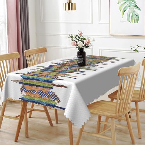 TTQYFNM Rechteckige Tischdecke, böhmisch, bunt gestreift, auslaufsicher und wasserdicht, Stoff-Tischdecke für Küche, Esszimmer, Café, Terrasse, Innen- und Außenbereich, Partyzubehör, 178 x 355,6 cm von TTQYFNM