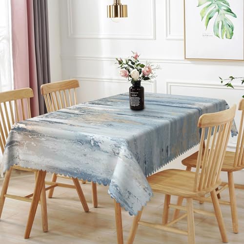 TTQYFNM Tischdecke, modern, ästhetisch, gestreift, 152,4 x 213,4 cm, Grau, Blau, Braun, zeitgenössische abstrakte Malerei, Stoff, Tischdecke, wasserdicht und schmutzabweisend, Tischdecke für Küche TTQYFNM Tischdecke, modern, ästhetisch, gestreift, 152,4 x 213,4 cm, Grau, Blau, Braun, zeitgenössische abstrakte Malerei, Stoff, Tischdecke, wasserdicht und schmutzabweisend, Tischdecke für Küche von TTQYFNM