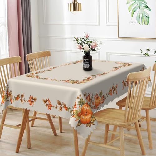 TTQYFNM Tischdecke, rechteckig, Herbstblätter, Kürbis-Aufnäher, Bordüre, pflegeleicht, für Esszimmer, Heimdekoration, 132,1 x 177,8 cm TTQYFNM Tischdecke, rechteckig, Herbstblätter, Kürbis-Aufnäher, Bordüre, pflegeleicht, für Esszimmer, Heimdekoration, 132,1 x 177,8 cm von TTQYFNM