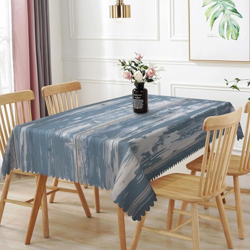 TTQYFNM Tischdecke mit Holzmaserung, 178 x 355,6 cm, blau-grau, Grunge-Holzstruktur, waschbar, strapazierfähiges Polyestergewebe, Tischdecke für Bauernhaus, Küche, Esszimmer, Bankett von TTQYFNM