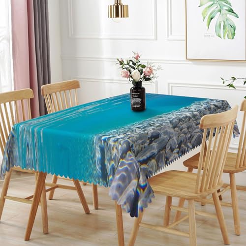 TTQYFNM Unterwasserwelt-Tischdecke mit tiefblauem Wasserstein, rechteckig, 178 x 305 cm, strapazierfähiges Polyestergewebe, Tischdecke für Küche, Esszimmer, Innen- und Außenbereich, Party-Dekoration von TTQYFNM
