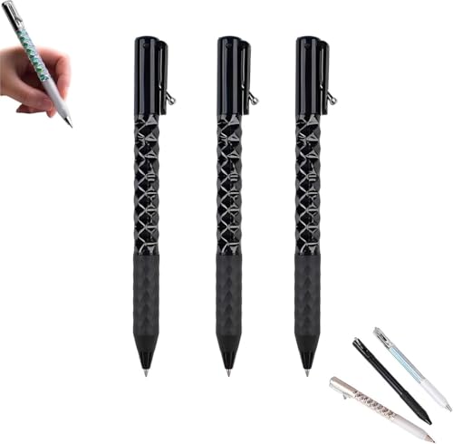 TTREWU 3Stück Knackige Sensorikstifte,Geometrischer Metall-Knisterstift,Geometrischer Metall-Formwandler-Schalterstift,Für Schule,Homeoffice und Büro (Schwarz) von TTREWU