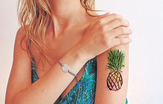 Pineapple Aquarell - Temporäres Tattoo Pineapple Aquarell - Temporäres Tattoo von TTTattoodotcom