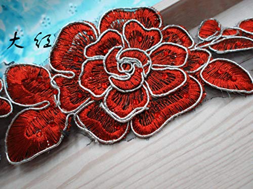 Ausgefallene Blumenspitze 3 Yds/Lot Appliziertes 3D-Kristallbesticktes Kristalldiamantmotiv Blume Diy Spitzenborte Nähgeflechtband 6 cm, rot Ausgefallene Blumenspitze 3 Yds/Lot Appliziertes 3D-Kristallbesticktes Kristalldiamantmotiv Blume Diy Spitzenborte Nähgeflechtband 6 cm, rot von TTYAC