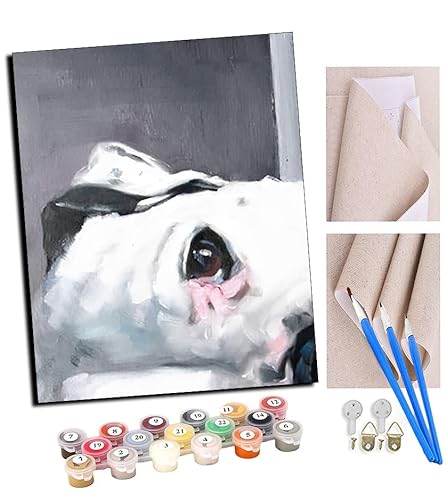 Malen nach Zahlen Kits für Erwachsene Einsames Tier Hund (2) DIY Ölgemälde Digitale Leinwand Wandkunst Home Decoration - 40x50CM Mit Rahmen von TUDOUTU