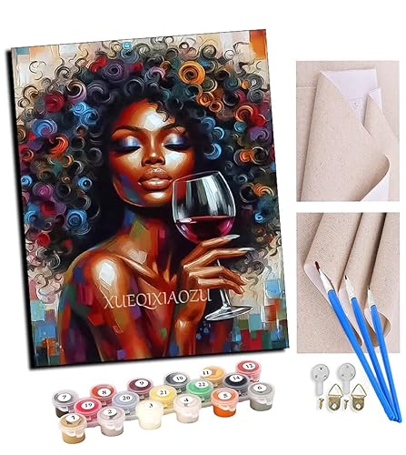TUDOUTU DIY Malen nach Zahlen-Ölgemälde Geschenk für Erwachsene Bild (African Girl 001) (1) Malen Nach Zahlen Kits Wohnzimmer Schlafzimmer Wanddekoration 16 * 20inch(Mit Rahmen) von TUDOUTU