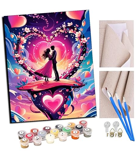 TUDOUTU DIY Malen nach Zahlen-Ölgemälde Geschenk für Erwachsene Blühende Liebe Malen Nach Zahlen Kits Wohnzimmer Schlafzimmer Wanddekoration 16 * 20inch(Mit Rahmen) von TUDOUTU