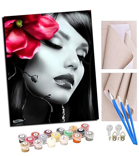 TUDOUTU DIY Malen nach Zahlen-Ölgemälde Geschenk für Erwachsene Schöne Frauen Malen Nach Zahlen Kits Wohnzimmer Schlafzimmer Wanddekoration 16 * 20inch(Mit Rahmen) von TUDOUTU