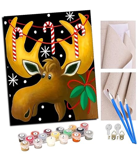 TUDOUTU DIY Malen nach Zahlen-Ölgemälde Geschenk für Erwachsene Weihnachtsrentier Malen Nach Zahlen Kits Wohnzimmer Schlafzimmer Wanddekoration 16 * 20inch(Mit Rahmen) von TUDOUTU