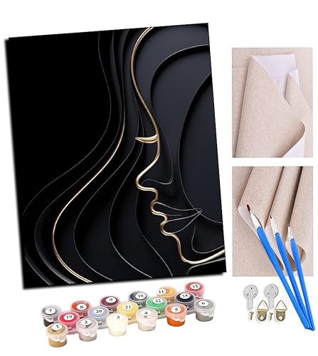 TUDOUTU DIY Malen nach Zahlen für Erwachsene Anfänger Leinen Leinwand Acryl Anzahl Malerei Geschenke Dunkles, nachtgoldenes Gesicht Wandkunst Home Decoration 40x50cm Mit Rahmen TUDOUTU DIY Malen nach Zahlen für Erwachsene Anfänger Leinen Leinwand Acryl Anzahl Malerei Geschenke Dunkles, nachtgoldenes Gesicht Wandkunst Home Decoration 40x50cm Mit Rahmen von TUDOUTU