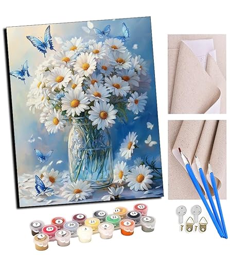 TUDOUTU DIY Malen nach Zahlen für Erwachsene Anfänger Leinen Leinwand Acryl Anzahl Malerei Geschenke Gänseblümchen und Schmetterlinge Wandkunst Home Decoration 40x50cm Mit Rahmen TUDOUTU DIY Malen nach Zahlen für Erwachsene Anfänger Leinen Leinwand Acryl Anzahl Malerei Geschenke Gänseblümchen und Schmetterlinge Wandkunst Home Decoration 40x50cm Mit Rahmen von TUDOUTU