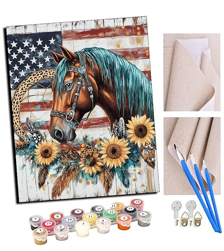 TUDOUTU Malen nach Zahlen Flagge und Pferd Für Erwachsene und DIY Ölgemälde Geschenk-Kits Vorgedruckte Leinwand Kunst Home Decoration 16x20 Zoll Mit Rahmen TUDOUTU Malen nach Zahlen Flagge und Pferd Für Erwachsene und DIY Ölgemälde Geschenk-Kits Vorgedruckte Leinwand Kunst Home Decoration 16x20 Zoll Mit Rahmen von TUDOUTU